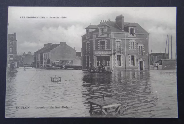 CPA Carte postale NANTES inondations 1904 DOULON Cave du Boulevard BLUCHE