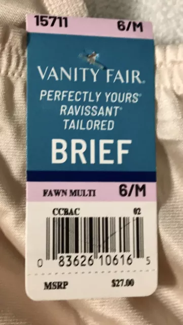 3-Pk Vanity Fair Perfectly Yours Ravissant Brief, 15711 Fawn Beige ,  6/M