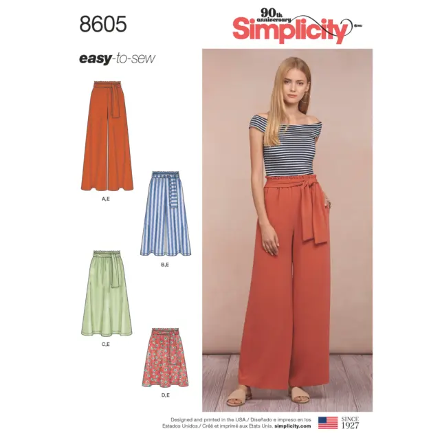 Simplicity Sewing Pattern 8605 Misses' Pull on Skirt and Trousers