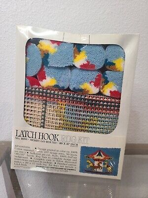 Kit de alfombras de gancho con pestillo Deadstock vintage WonderArt, feliz ronda 20x27 pulgadas