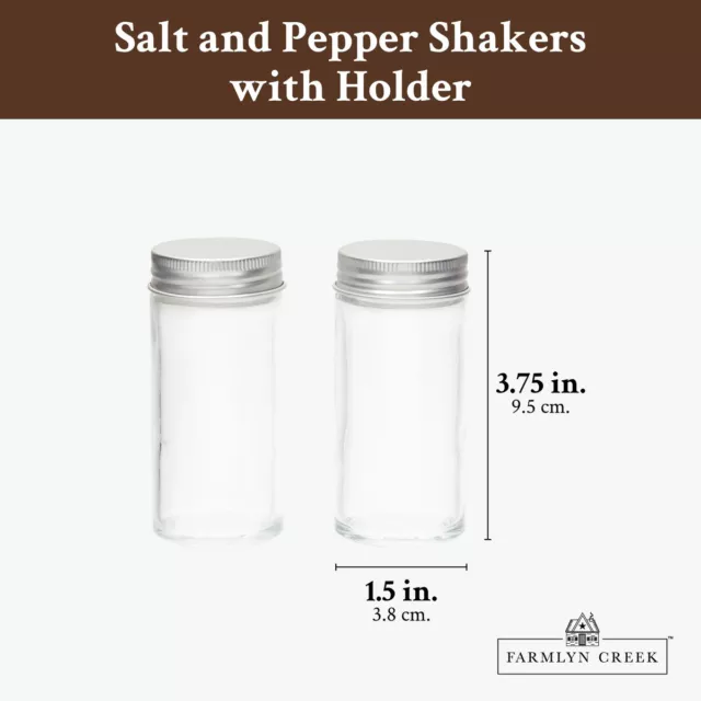 3 PCS Set Salt and Pepper Shakers with Caddy Holder, Rustic Farmhouse Design 3