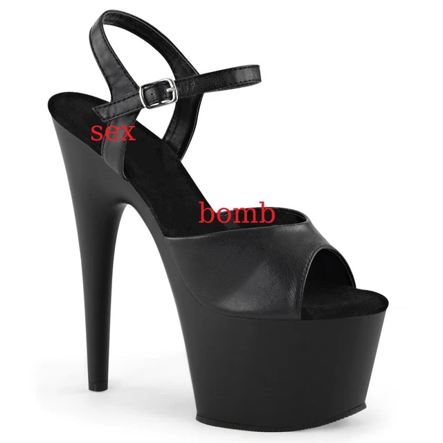 Sexy SANDALI tacco 18 dal 35 al 44 NERO OPACO cinturino scarpe CLUB GLAMOUR