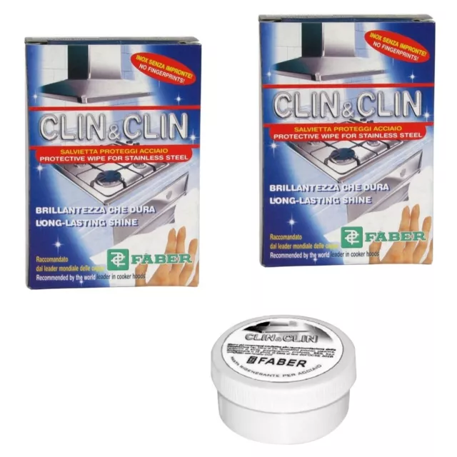 FABER Clin Clin Crema + 2 pacchetti salviette pulizia acciaio inox ACCFAB-CLIN