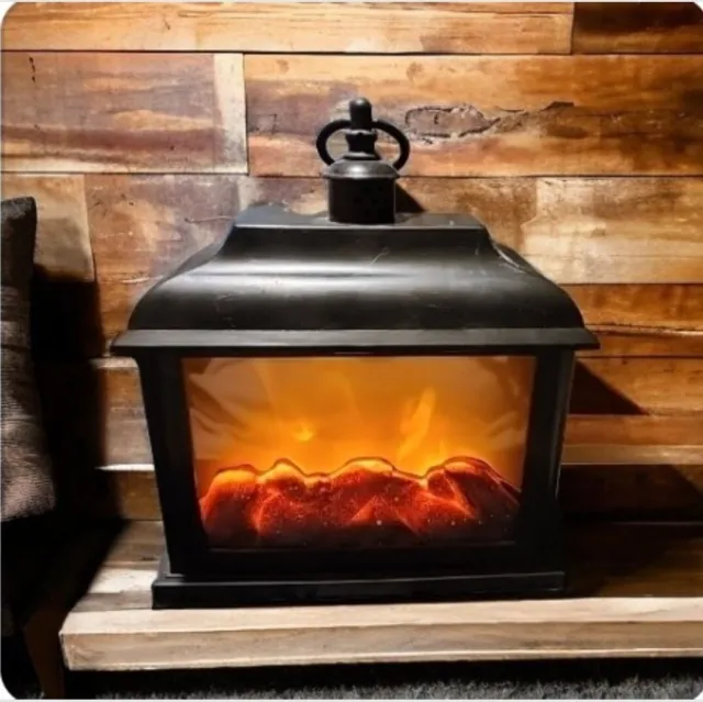 Bronze Flameless Fireplace Lantern  Indoor/Outdoor Fire Lamp Fall and Winter