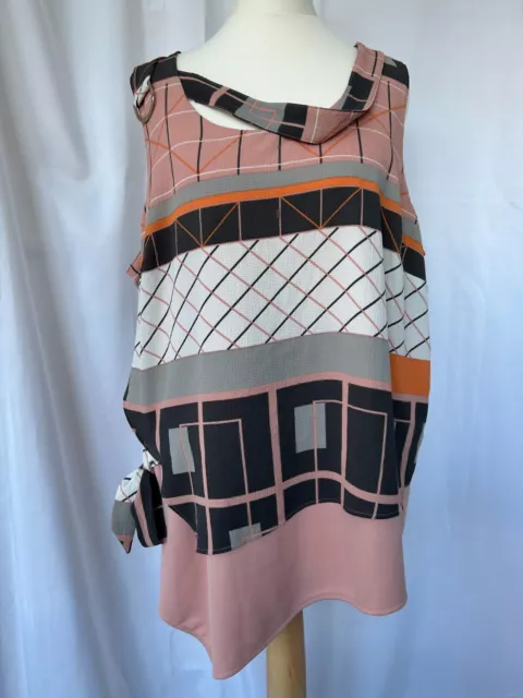 Next Ladies Peach Mix Layered Top, Sleeveless, Round Neck, Size 18