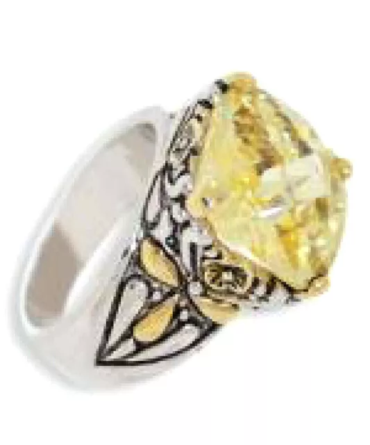 Cz Argent 18kt or Jaune Câble Bague Blanc Coussin Swarovski Pierre Sz 5 Neuf