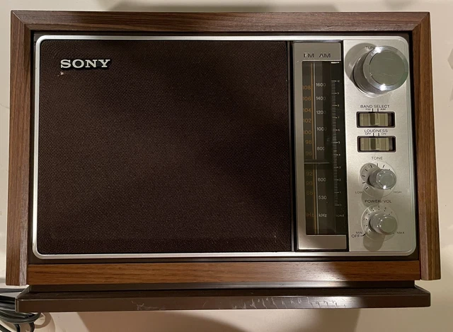 VINTAGE SONY AM/FM Tabletop Radio 2 Bands Woodgrain ICF-9740W Tested £ ...