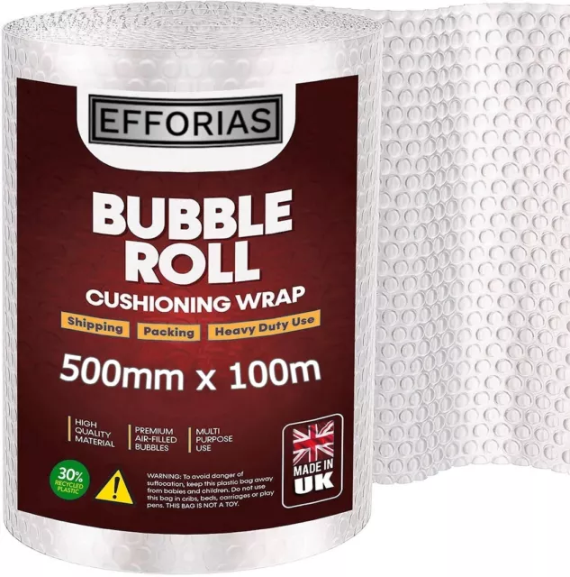 BUBBLE WRAP 500mm Roll 100m Small Bubbles Long Packing Packaging & Protection