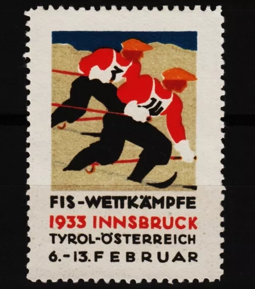 alte reklamemarke 1933 fis ski wettkämpfe, innsbruck, tirol /1201