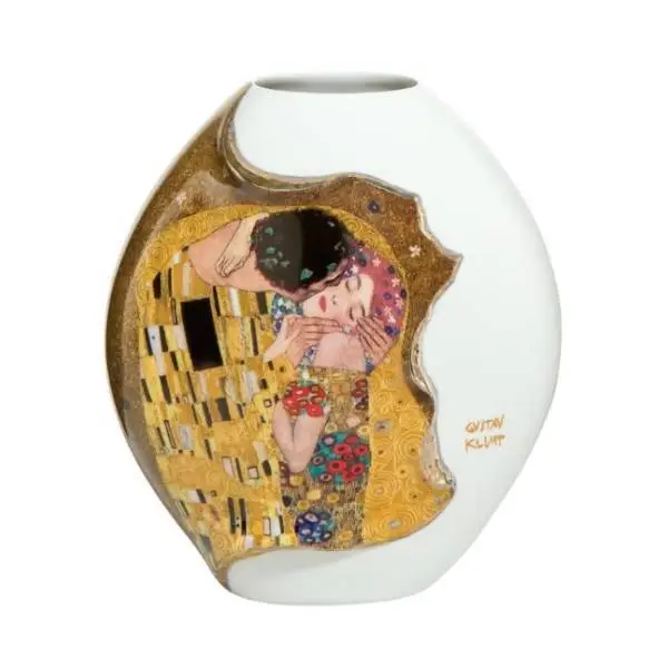 Gustav Klimt Porzellanvase Der Kuss H. 14cm weiß gold Artis Orbis Goebel