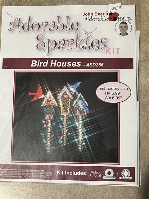 KIT DE DESTELLOS ADORABLES DE BIRD HOUSES ASD266 John Deer Diseño de Bordado HAZLO TÚ MISMO