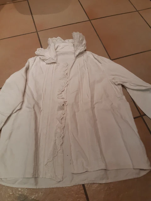 pigiama antico cotone ruggine pizzo bianco