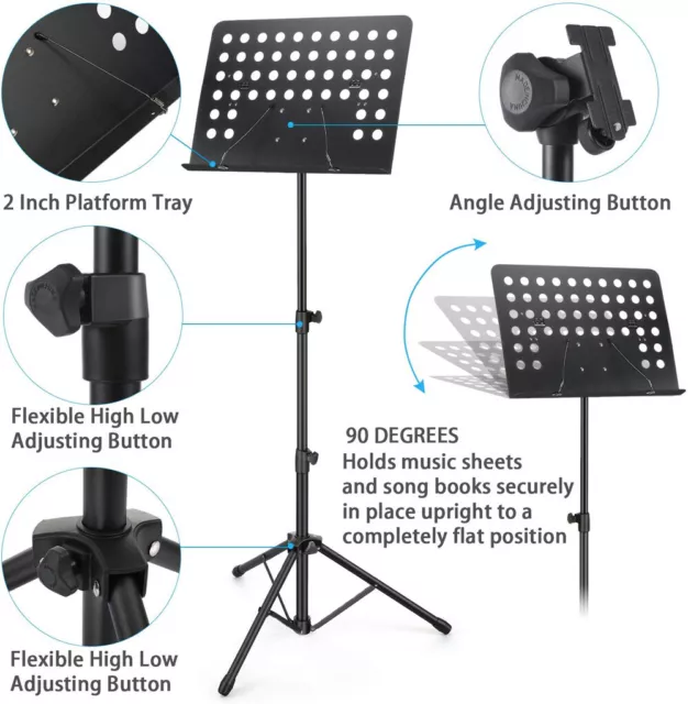 DSL Heavy Duty Orchestral Music Stand Folding Adjustable Sheet Stand Tripod Base 2