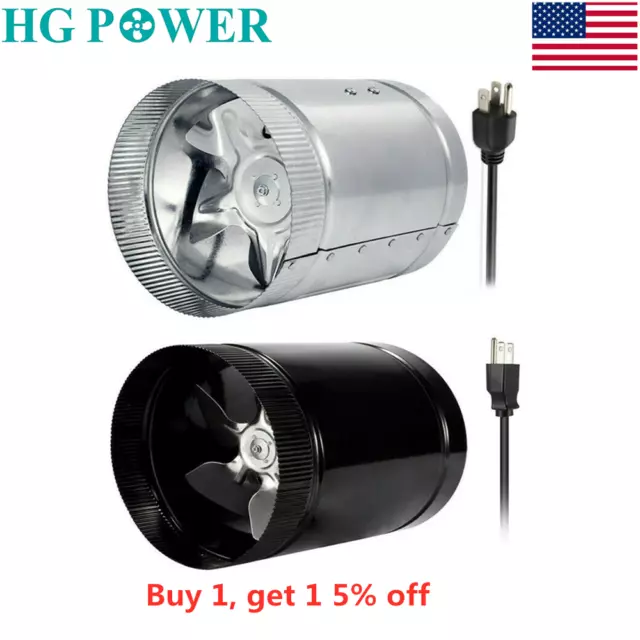 HG POWER 4" 6" Booster Inline Duct  Fan Blower HVAC Exhaust Ducting Cooling Vent