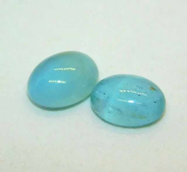 10.60 Cts Natural Milky Santa Maria Aquamarine 12x9 mm Pair Cabochon Gemstones