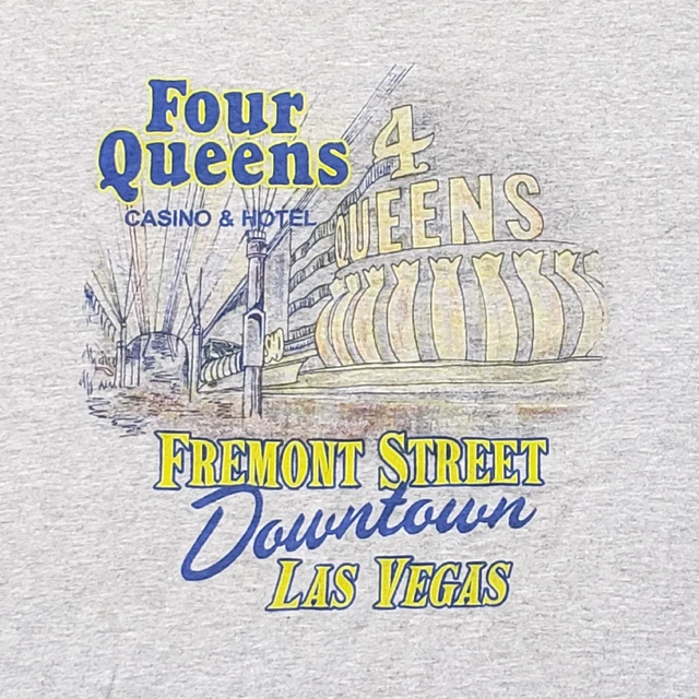 Vintage Las Vegas Four Queens Casino Nevada T-Shirt Large Black Jack
