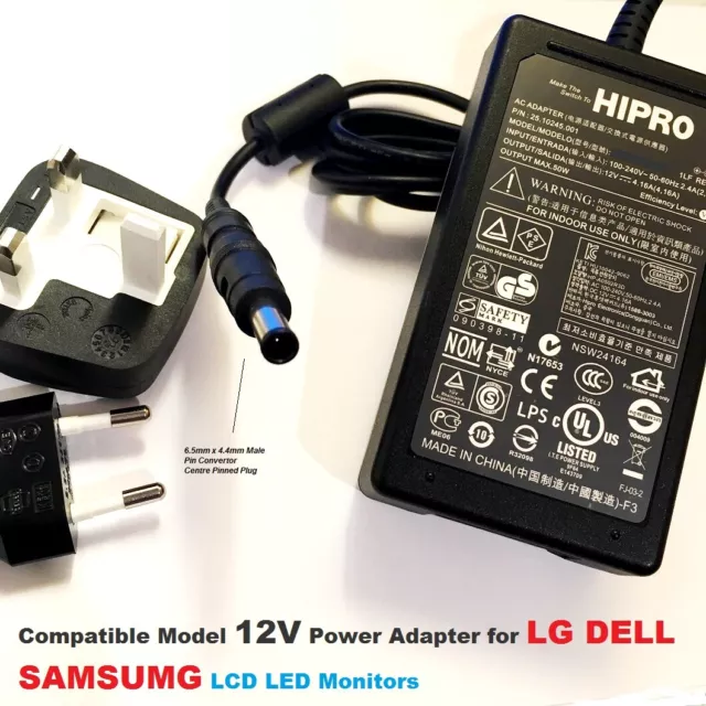Power Adapter Fully Compatible with LG  ADS-24NP-12-1 12024G, 12V 2A LG Monitor
