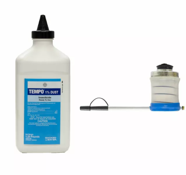 1.25 LB Tempo Dust Pest INSECTICIDE & Bellow Puffer Duster Bed Bugs Wasps Hornet