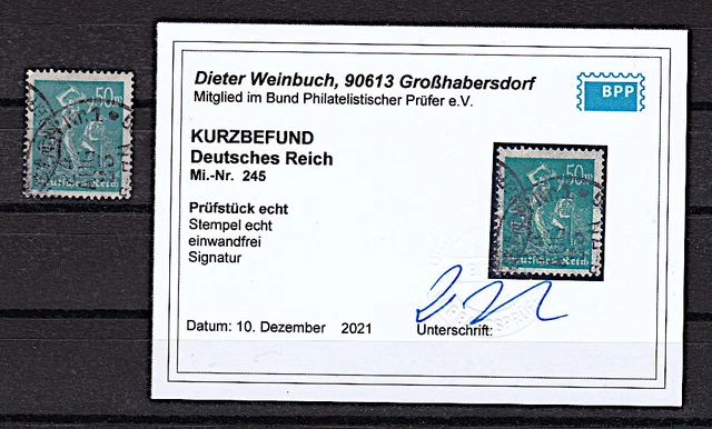 DR.- 245 gestempelt / Kurzbefund geprüft : Weinbuch BPP