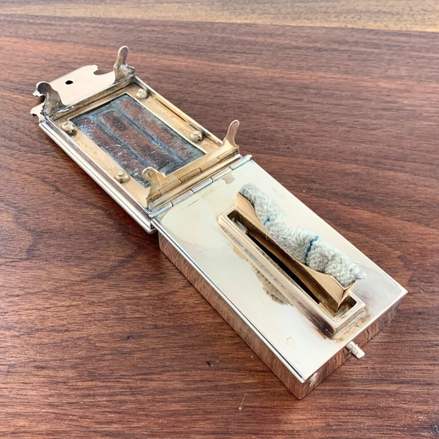 Rare Gustave Keller French .950 Sterling Silver Traveling Shaving Strop & Burner
