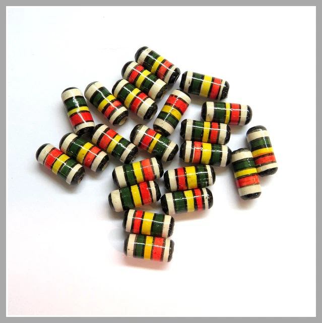 Porzellan Inka Keramikperlen Rasta Zylinder Loch 2mm Bastelschmuck HandarbeitNEU