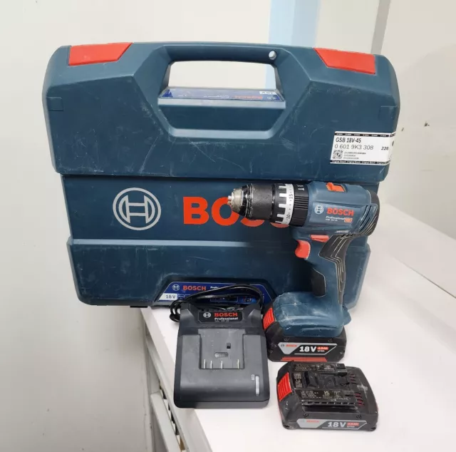 BOSCH Taladro Percutor a Batería GSB-18V-45 2 Baterías 18V 4.0Ah 2.0Ah Cargador