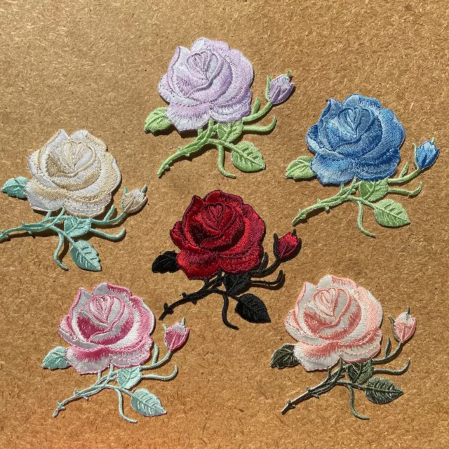 1pc Flower Rose Embroidered Patch Cloth Iron On Applique craft sewing #2175