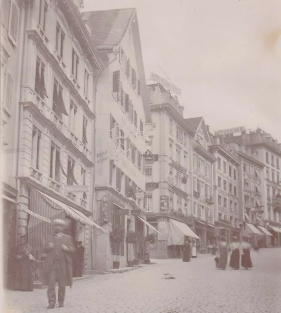 PHOTO ORIGINALE ANCIENNE WEGGIS ?  LAC de LUCERNE SUISSE 12 X 9 cm vers 1900