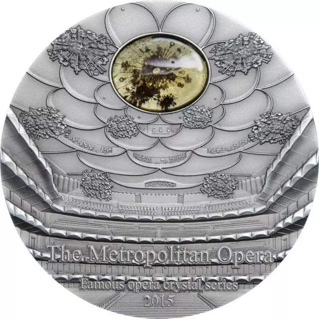 Palau 2015 $10 Famous Opera II Crystal Metropolitan 2 Oz Silver Coin Mintage 999