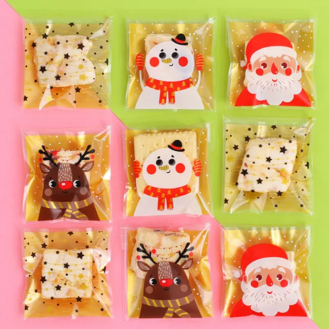 2022 NEW Christmas Cello Cellophane Party Candy Biscuit Cookie Gift Bags 50X100X