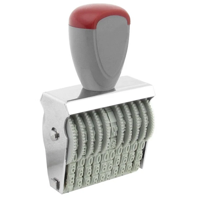 Office 10 Band 5mm x 3mm Rubber 0-9 Numbers Numbering Stamp Gray Red A9W2W2