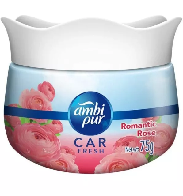 Ambi Pur Voiture Rafraîchisseur Gel, Rose Romantique, 75 G, Rafraîchissant Scent