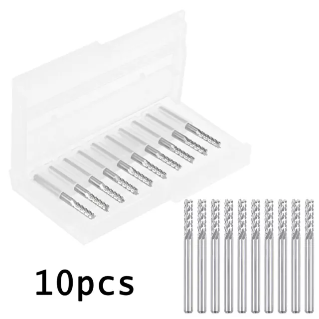 10 Stück Schaftfräser Set 1/8 Zoll 3 mm Schaft Zubehör Ausrüstung Hartmetall