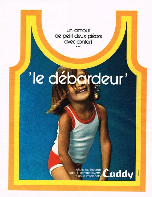 PUBLICITE ADVERTISING 035 1973 CADDY sous vetements enfants