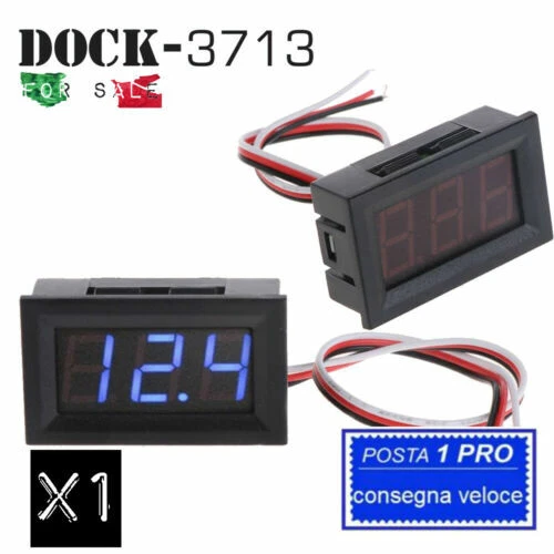 A162. Voltmetro Voltimetro Digitale 0-100V Led Blu Misura Tensione 3 Fili