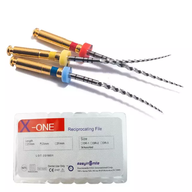 SNAWOP Dental Endo Files 3PCS X-One Gold Reciprocating Rotary Niti File for End