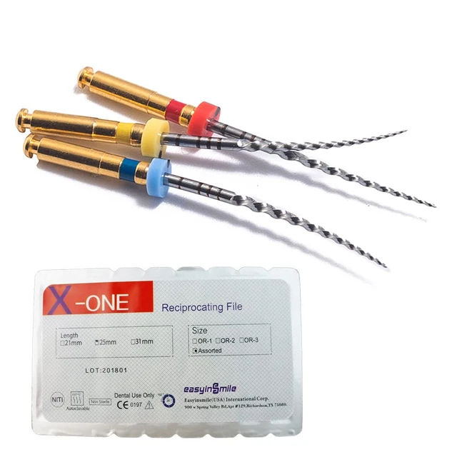 SNAWOP Dental Endo Files 3PCS X-One Gold Reciprocating Rotary Niti File for End