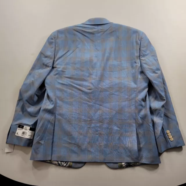 Sean John Light Blue Plaid Suit Jacket Mens 42S 42 Windowpane Classic-Fit $360 3