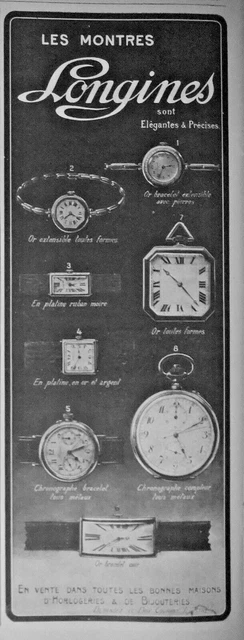 Publicité Presse 1917 Les Montres Longines Chronographe Bracelet - Advertising