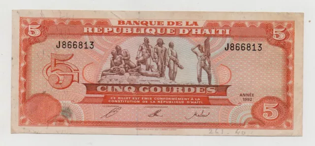 Haiti 5 Gourdes 1992 Pick 261A Look Scans