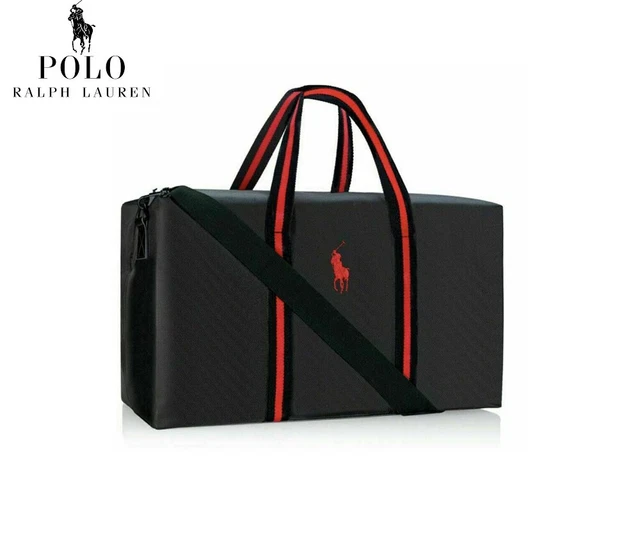 Brand New Polo Ralph Lauren  Black & Red Weekend Travel Gym Holdall Duffle Bag