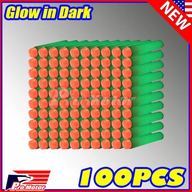 Lot Glow in Dark 100x Pack Refill Bullet Darts For Gun air warriors Blaster