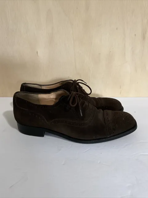 Manolo Blahnik Mens Suede Cap Toe Oxfords Brown Size 7