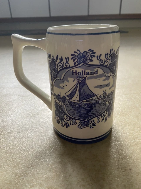 Blue Delfts Hand Painted Heineken Holland Dutch Beer Stein Mug (See Description)