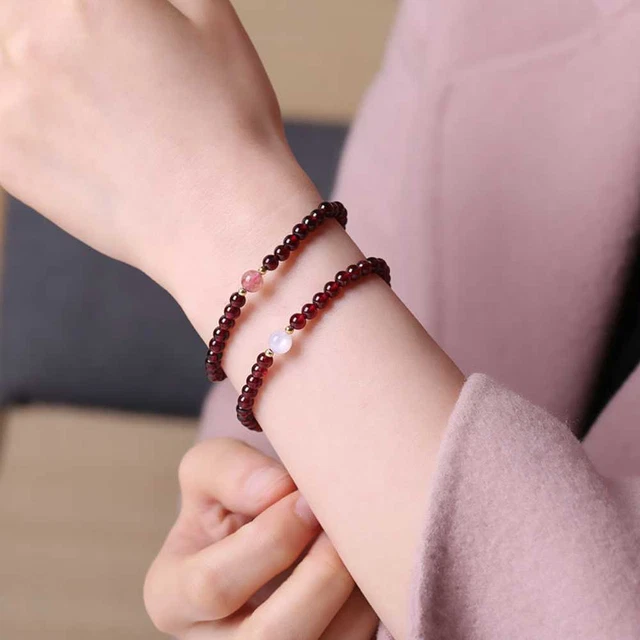 4MM Natural Garnet Beads Strawberry crystal Bracelet Souvenir Bohemia Lucky