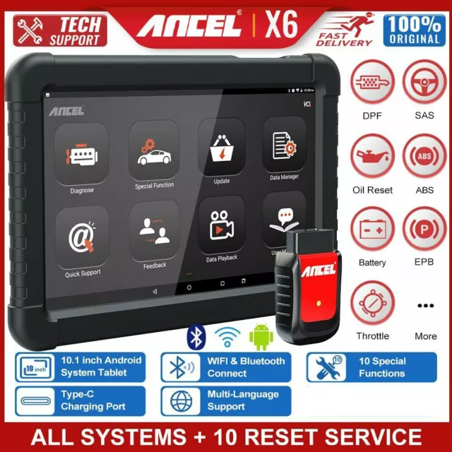 Ancel X6 OBD2 Scanner Bi-directional All System Diagnostic ABS SAS DPF TPMS IMMO