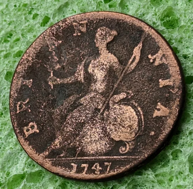 1747 Half Penny Old Bust Scarce Fair Copper Coin