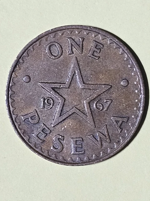 1967 Ghana 1 One Pesewa F-Vf Vintage World Coin Star & Drums Freedom And Justice