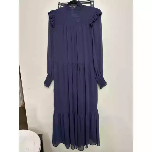 English Factory Blue Long High neck dress in Size Small