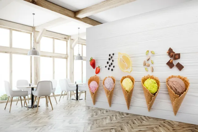 3D Ice Cream Ball N3555 Business Wallpaper Wall Mural Self-adhesive Commerce Amy